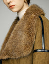 Contrast-Trim Wide-Lapel Cropped Moto Jacket