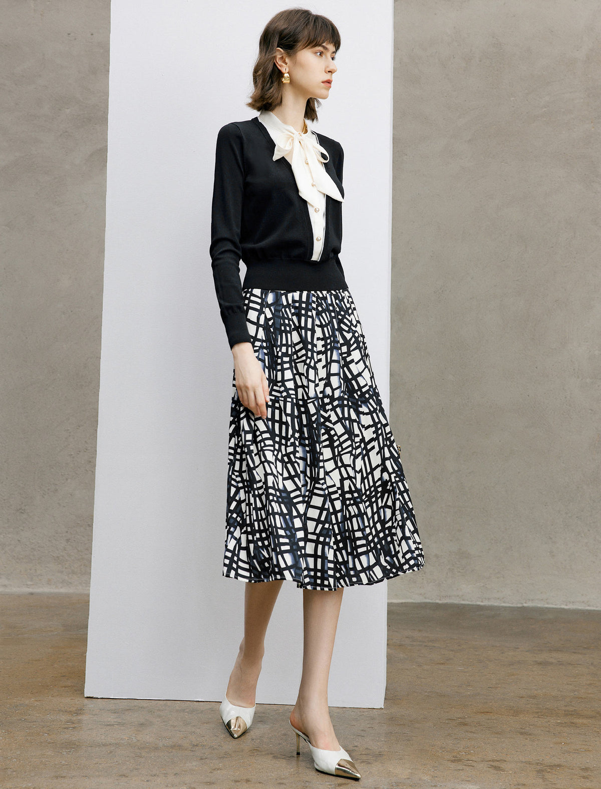 Faux Two-Piece Bow Detail Knit Top