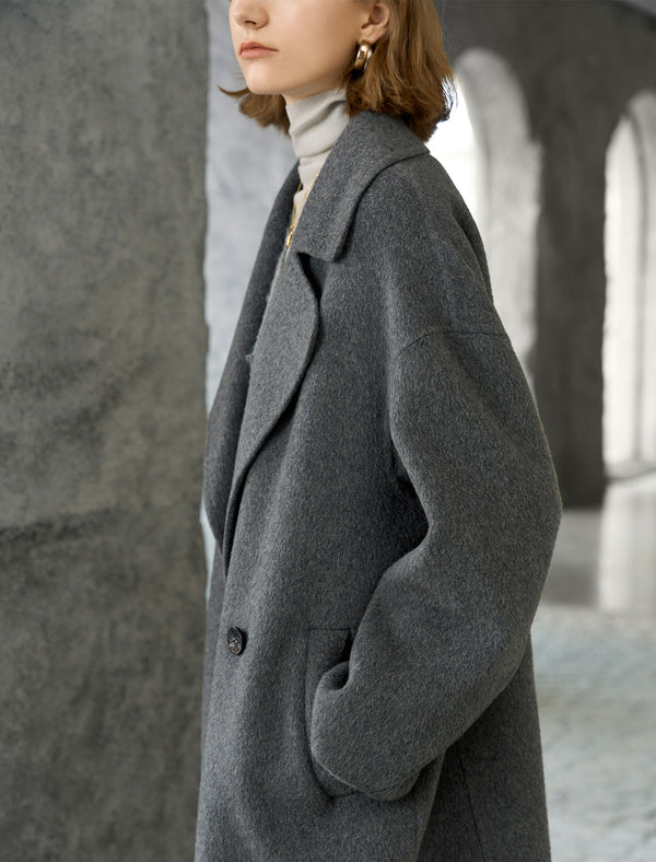 100% Wool Notched Lapel Overcoat