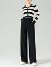 Stylish Black Drawstring Wide Leg Pants