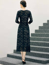 Floral Lace Scalloped Long Sleeve Midi Sheath Dress