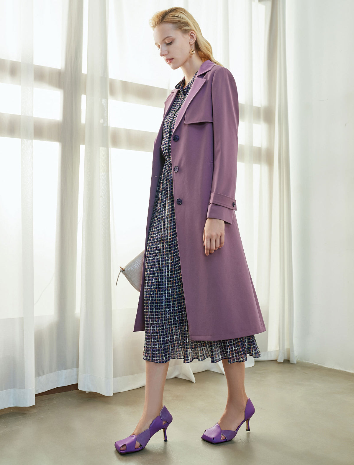 Collared Belted Relaxed Straight-Fit Trench Coat