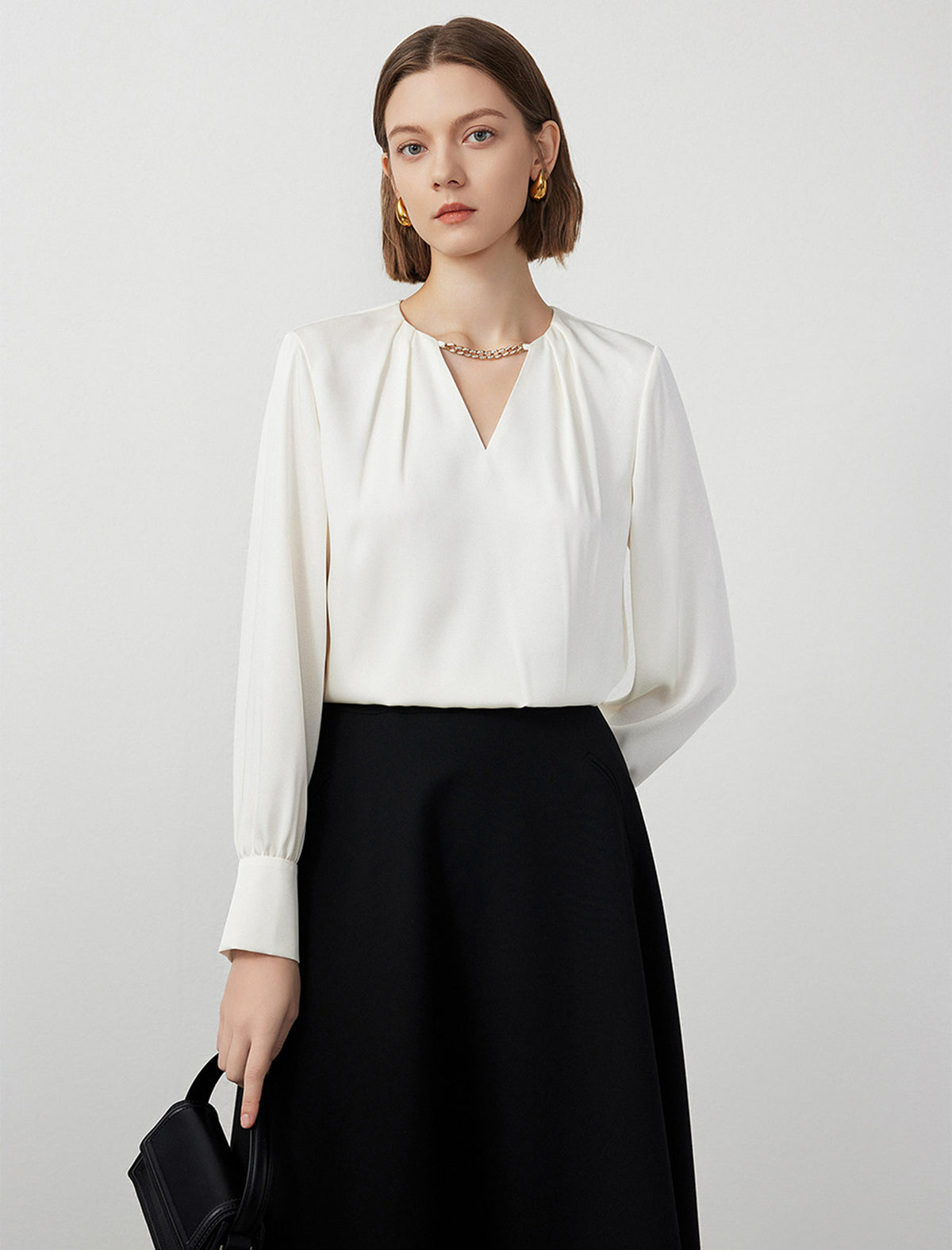 Chain Detail V-Neck Blouse