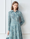 Teal Patterned Shirt Dress