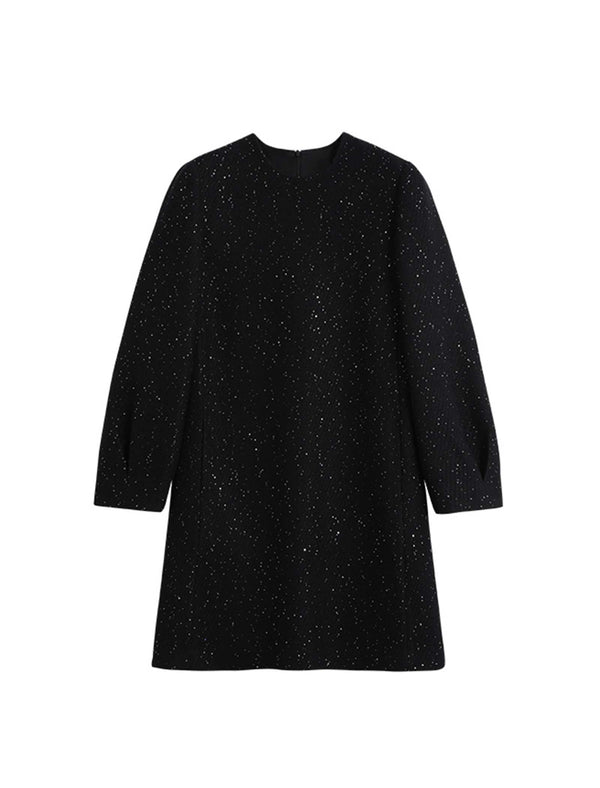 Wool-Blend Sparkle Shift Dress