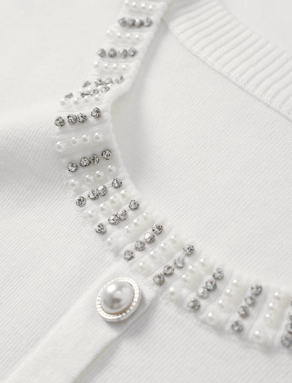 White Minimalist Loose Knit Round Neck Sweater