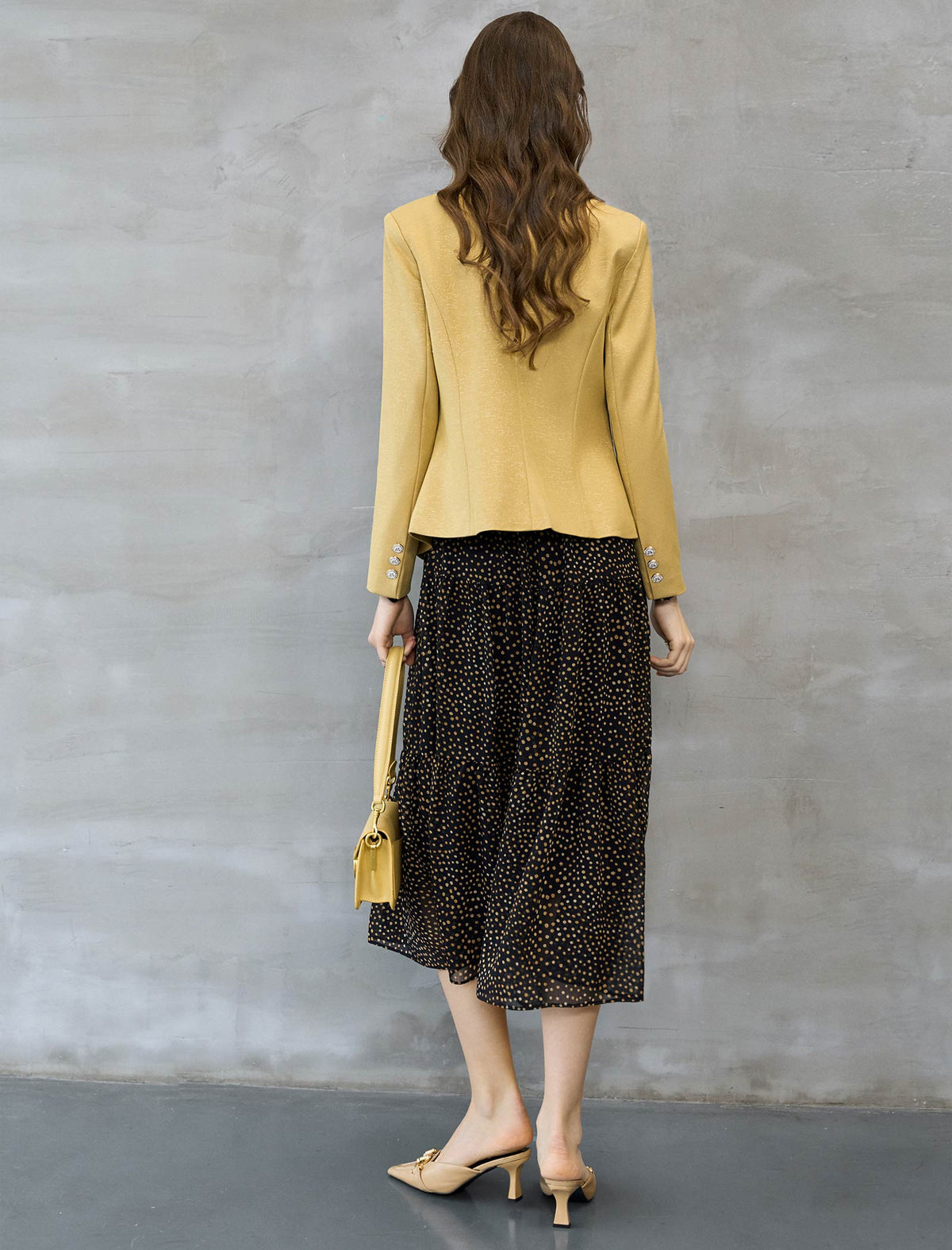 Single Button Textured Cropped Blazer