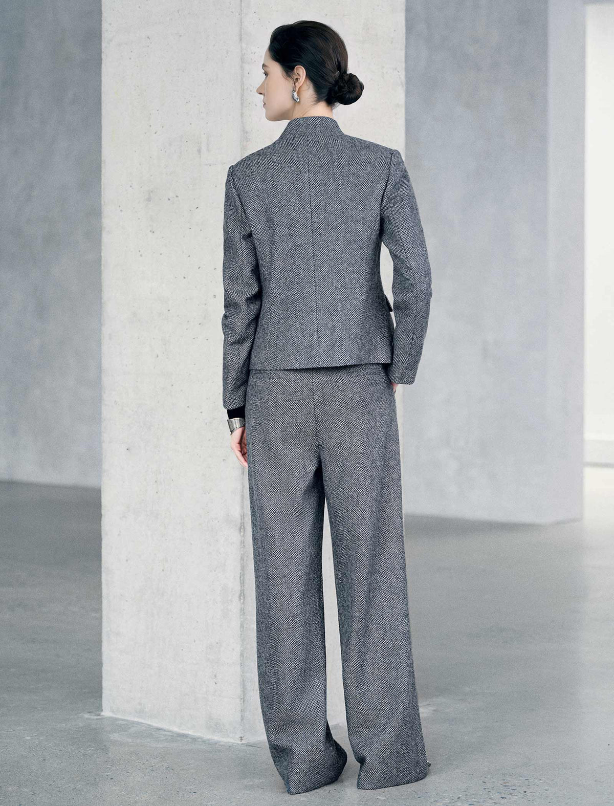 Textured High Waist Wide Leg Pants
