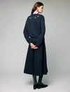 Wool Blend Embroidered Floral Crewneck Button-Front Cardigan