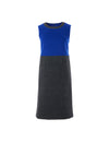 100% Wool Colorblock Crewneck Sleeveless Dress