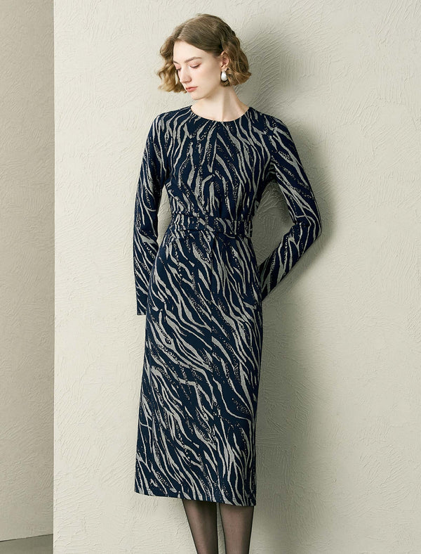 Zebra-Print Midi Dress