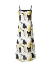 Abstract Print Pleated A-Line Midi Skirt