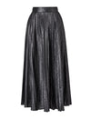 Black Metallic Pleated Midi Skirt
