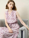 Mauve Zebra Print Sleeveless Midi Dress