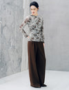 Vintage Floral Print Long Sleeve Ruched Top