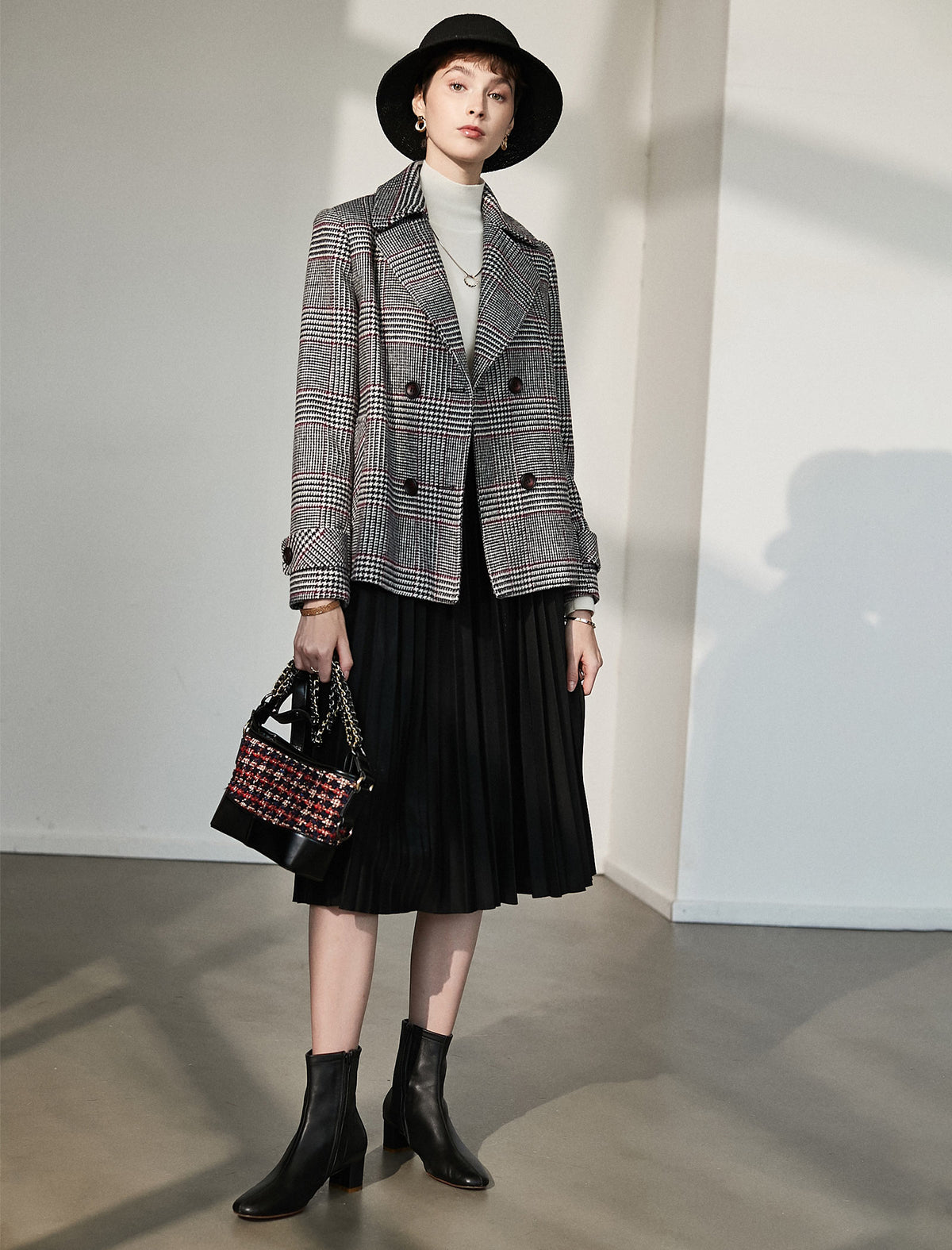 Pleated A-Line Midi Skirt
