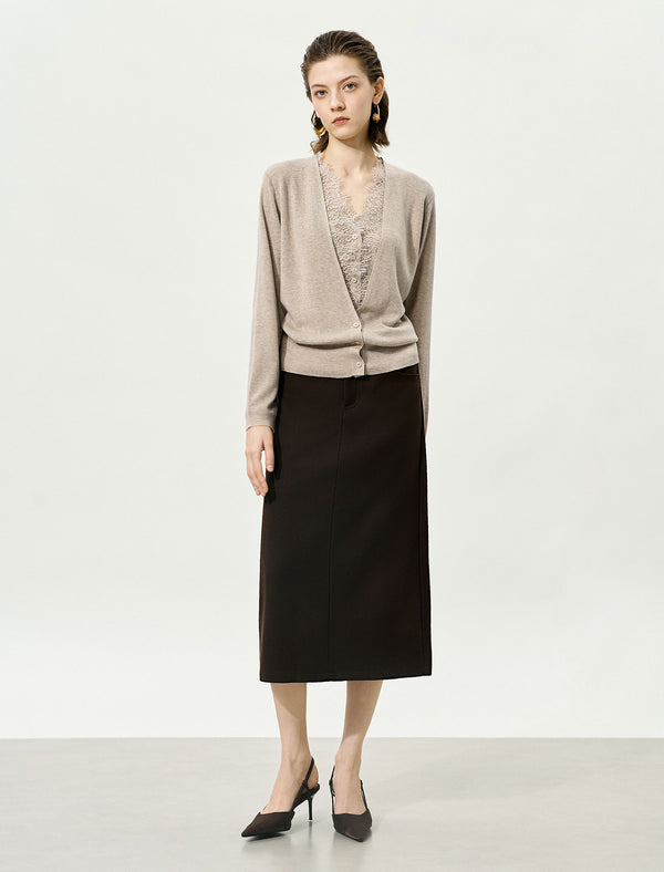 V-Neck Lace Detail Cardigan