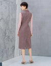 Wool Blend Double Breasted Sleeveless Vest Midi Dress