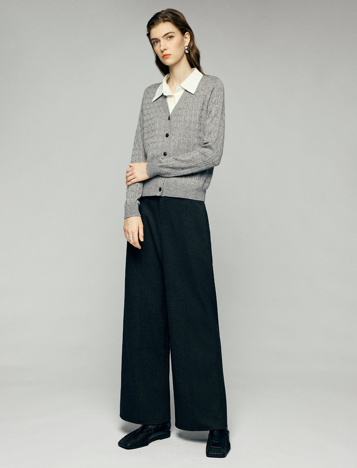 High-Waist Pocket Charm Wide-Leg Pants