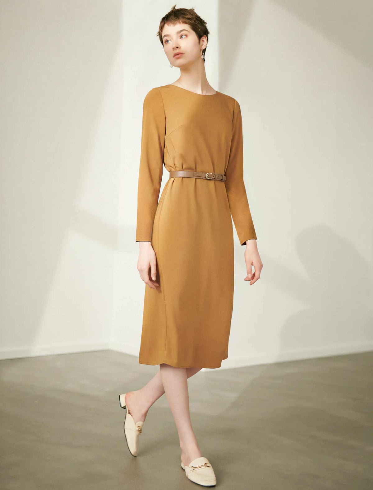 Warm Mustard Midi Dress