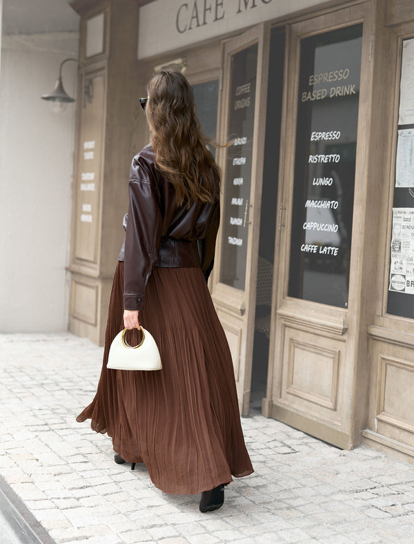 Faux Leather V-Neck Overshirt with Belt