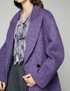 Wool Blend Notched-Lapel Double-Breasted Relaxed Long Coat