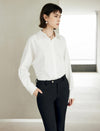 White Minimalist Loose Lapel Long-Sleeve Shirt