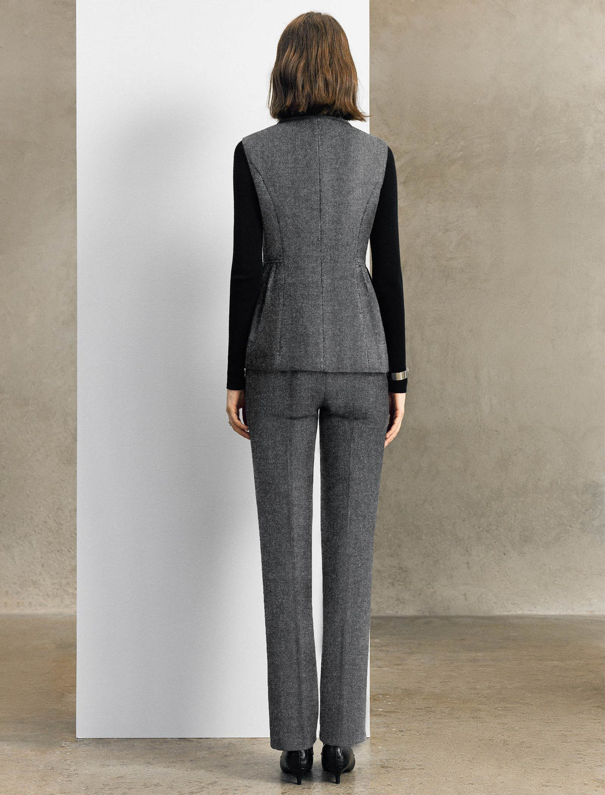 Wool Blend Tailored Button-Front Vest