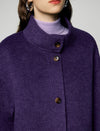 Wool Blend Stand-Collar Button-Front Balloon-Sleeve Cropped Jacket