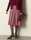 Red Plaid Pleated A-Line Midi Skirt