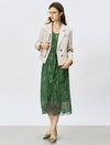 Oatmeal Cropped Double-Breasted Blazer