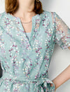 Lace Floral Waist-Cinched Dress