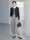 Draped Wool-Blend Ruched Waistband Lantern Pants