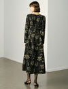 Floral Print Long-Sleeve Column Maxi Dress