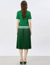 Collared Zip‑Up Knit Short Sleeve Cardigan