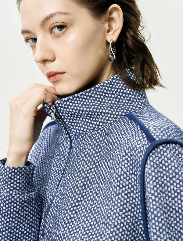 Blue Checkered Zip-Up Jacket