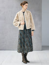 Long-sleeved open-front shearling coat
