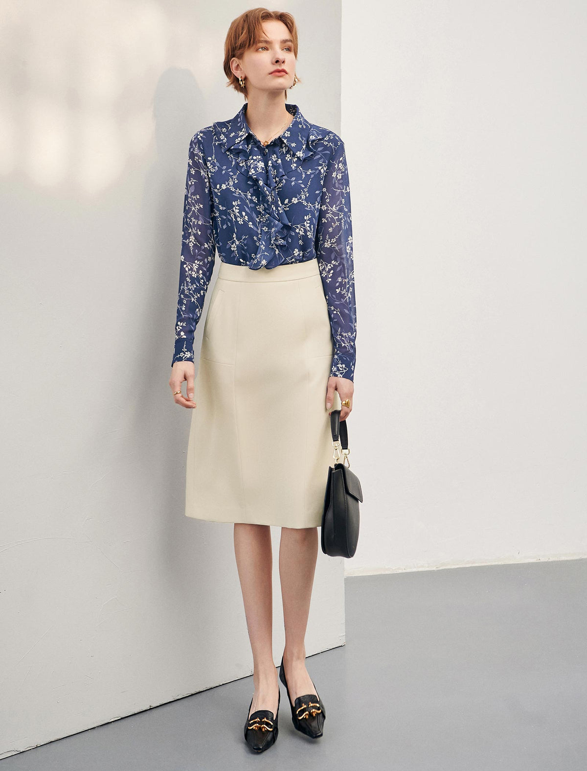 Solid Color Relaxed A-Line Skirt