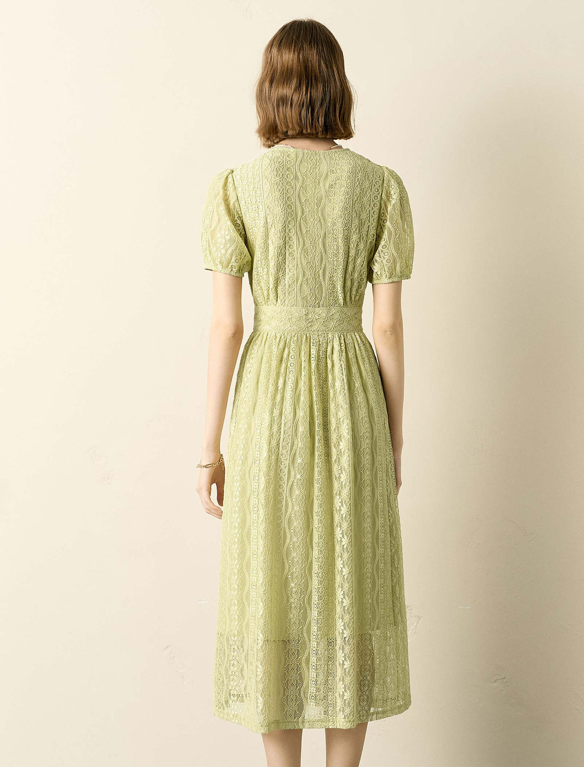 Lace V-Neck Midi Dress