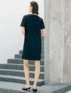 Black Trim Detail Short Sleeve Shift Mini Dress