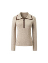 Half Zip Contrast Trim Knit Sweater