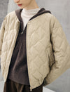 Diamond-Quilted Baseball-Collar Drawstring Cropped Puffer Jacket