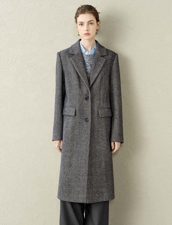 Herringbone Wool-Blend Coat