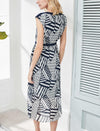 Geometric Print Sleeveless Midi Dress