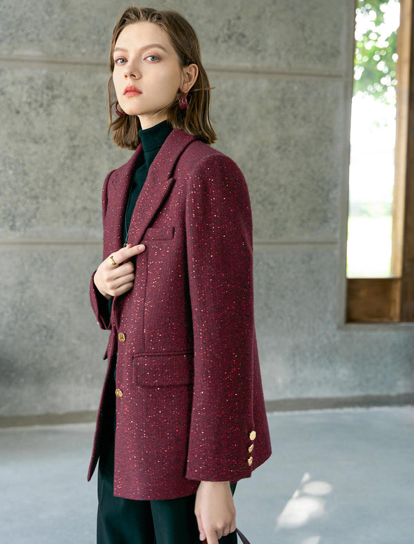 Sparkle Tweed Wool-Blend Blazer