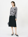 Gray Embroidered Loose Knit Cardigan