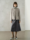 High-Waist Faux Leather A-Line Midi Skirt