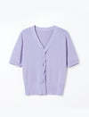 V-Neck Cable-Knit Short Sleeve Top