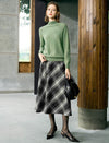 Plaid Bias-Cut A-Line Midi Skirt