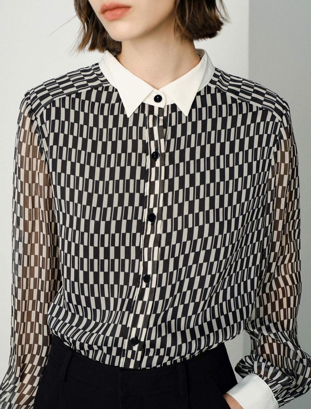 Checkered Button Up Blouse